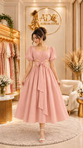 Peach midi dress