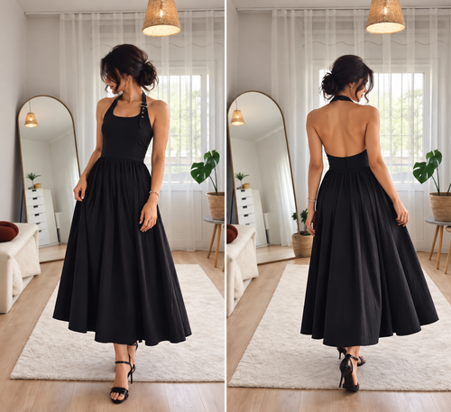 Black halterneck dress