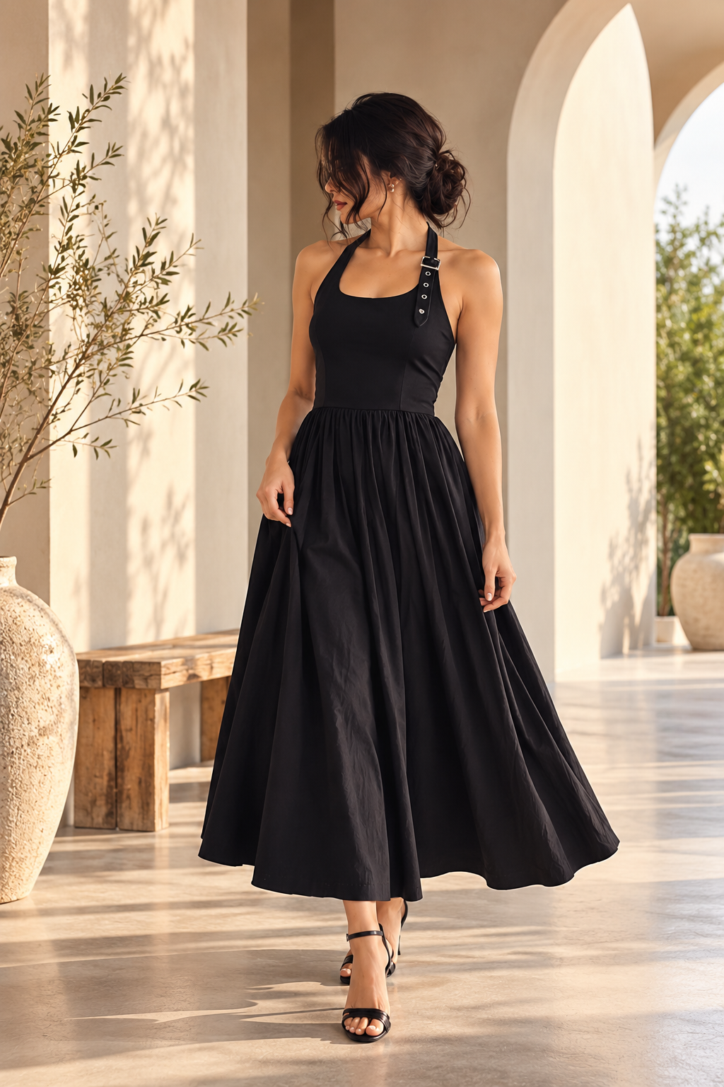 Black halterneck dress