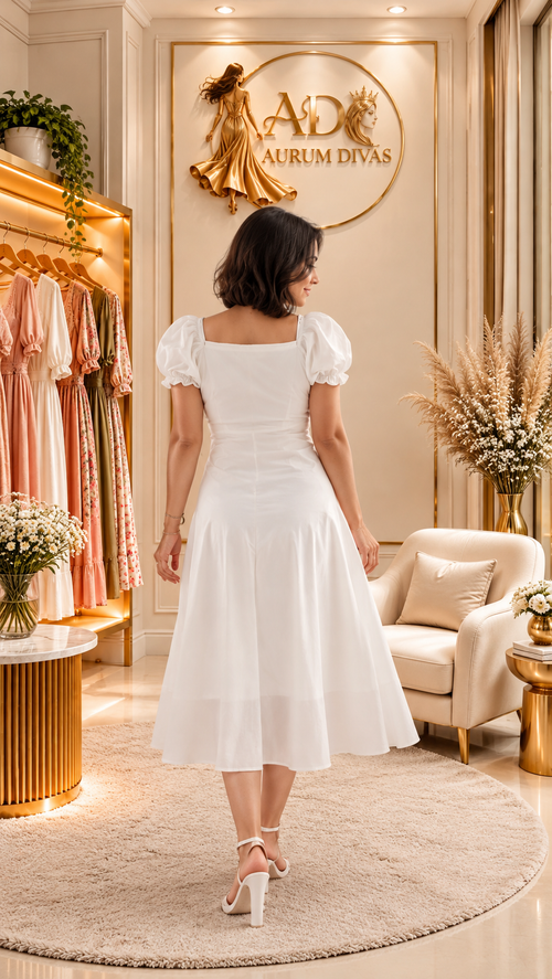 Celeste White midi dress